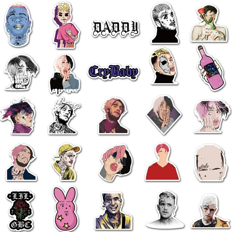 50PCS Star Rap Singer Lil Peep Originality Graffiti Stickers Skateboard Computer Guitar Phone Case Decoration Waterproof Sticker