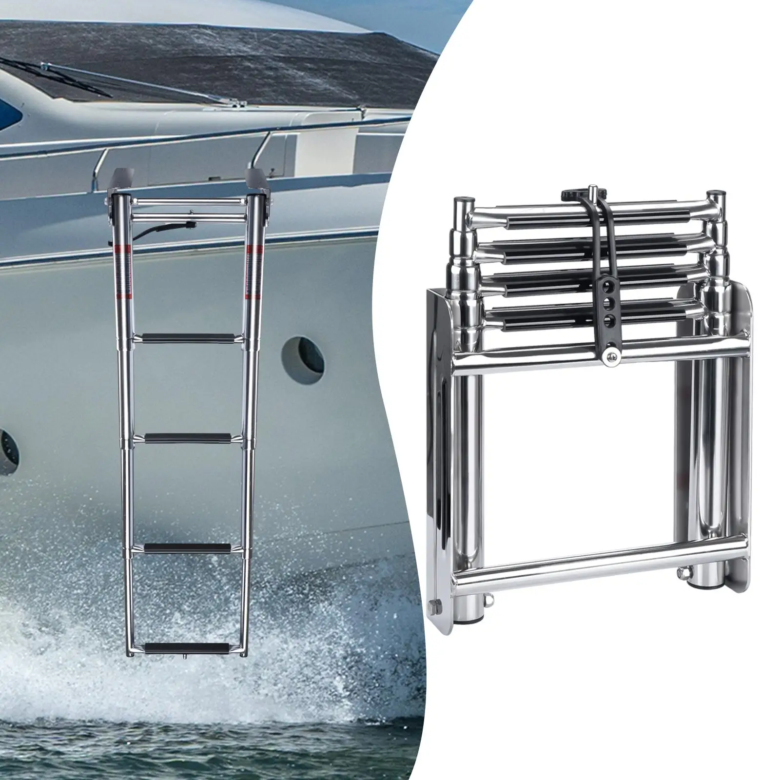 

Telescopic Marine Boat Ladder Deck Ladders Portable Stainless Steel Folding Boarding Ladder Marine Hardware Yacht Accessories