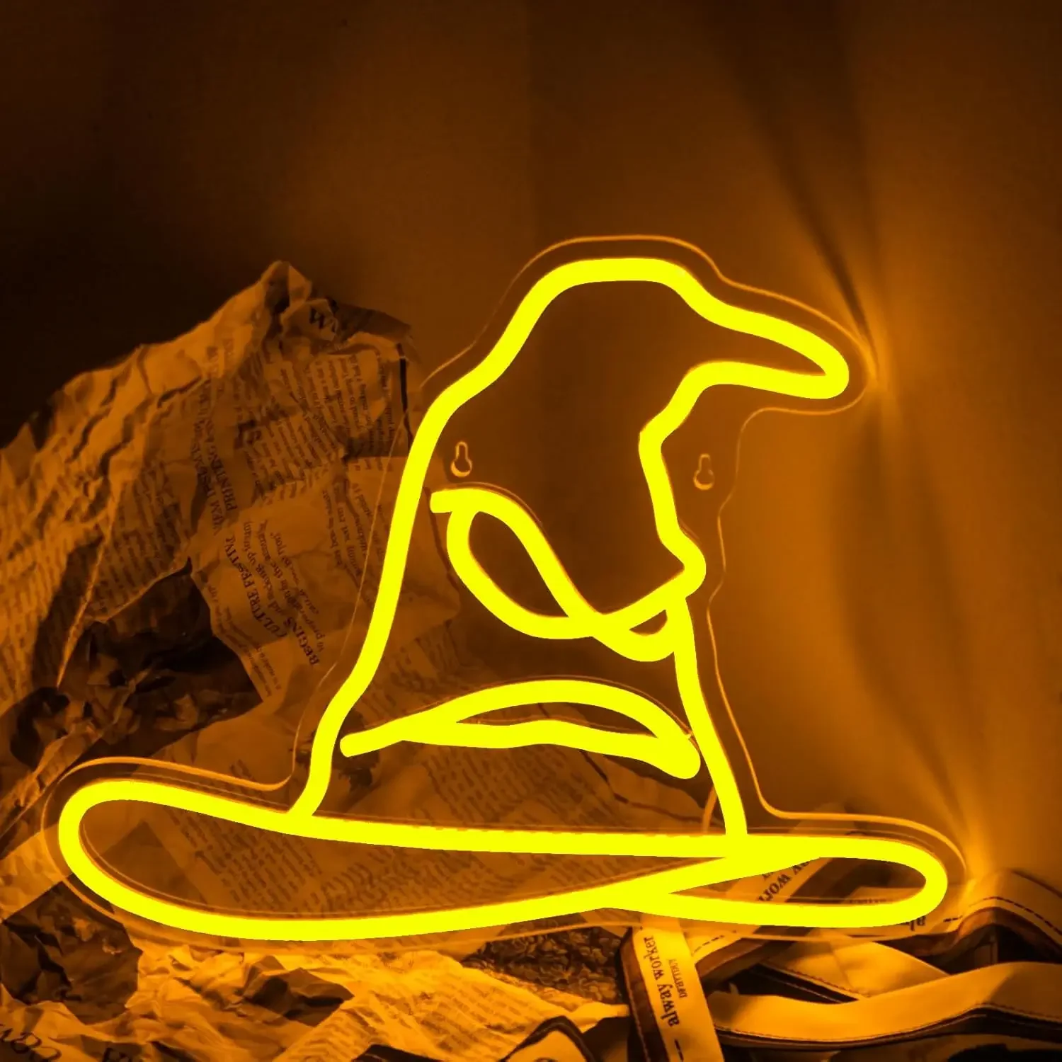 Sombrero mágico de Harry Potter, letrero de neón LED regulable, sombrero de mago, letrero de neón para dormitorio, hombre, cueva, cerveza, Bar, decoración para fiesta de Halloween, regalos