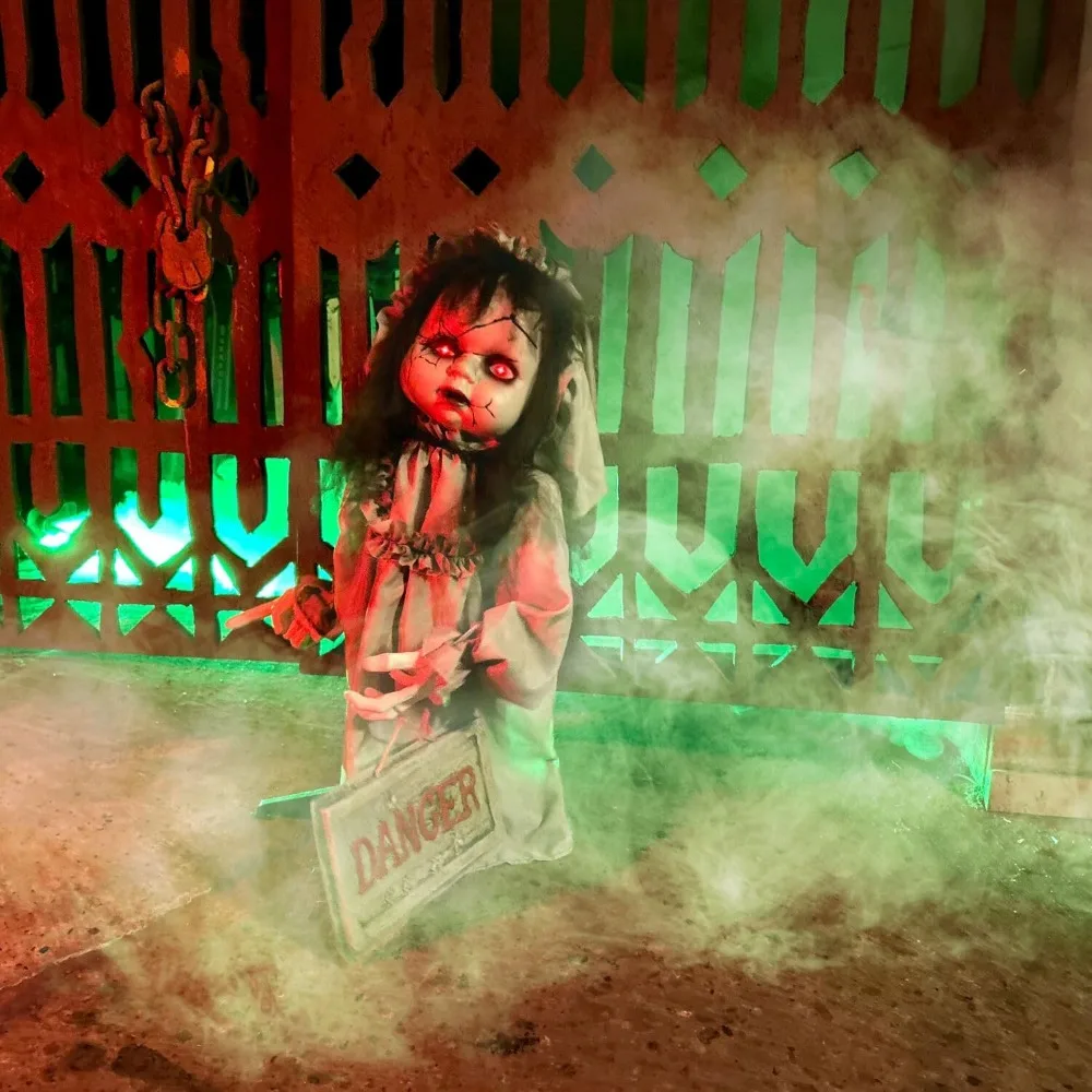 

Haunted Victorian Child Groundbreaker with Touch Activated Lights and Sound, Scary Battery-Operated Outdoor Halloween Decoration