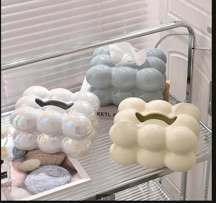 귀여운 솜사탕 추출 종이 상자 세라믹 티슈 장식 거실 테이블 수납 홈 아트