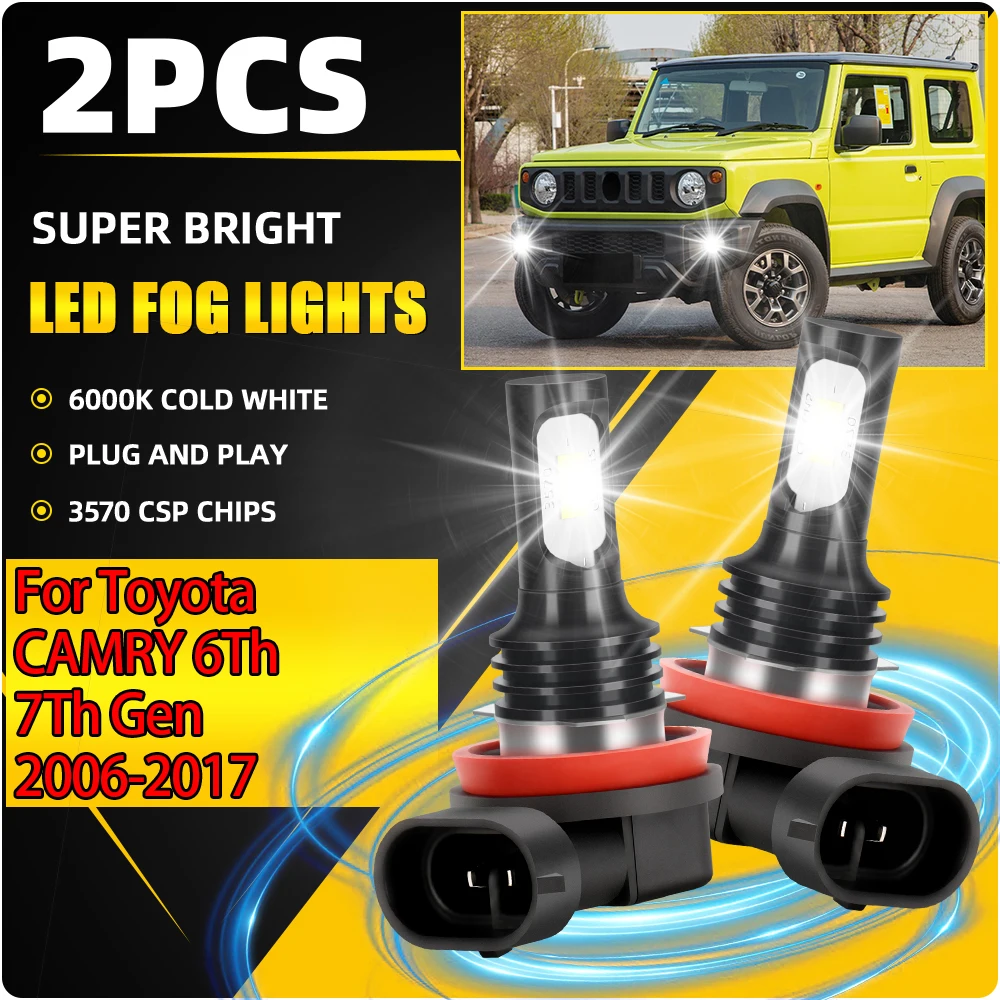 

H8 H9 H11 Светодиодные противотуманные фары 90 Вт Супер яркие светодиодные противотуманные фары Освещение на 360 градусов 20000LM Для Toyota CAMRY 6-го 7-го поколения 2006 2007-2017