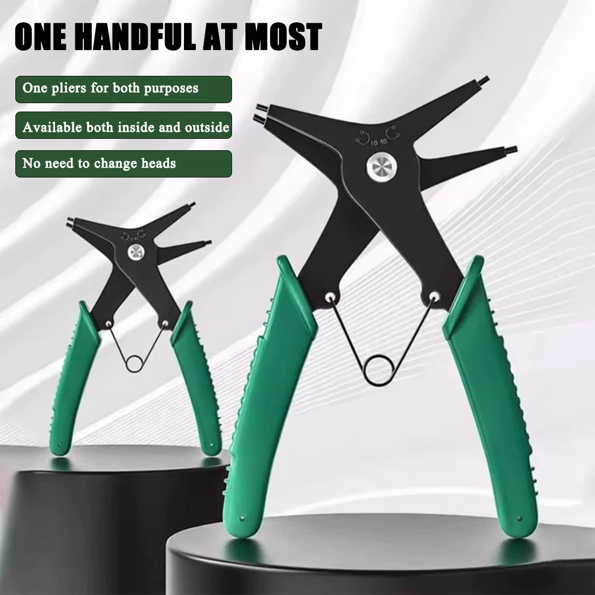 Snap Ring Pliers Dual Purpose Circlip Pliers Removing Reassembling Tool for Internal and External Snap Ring Green