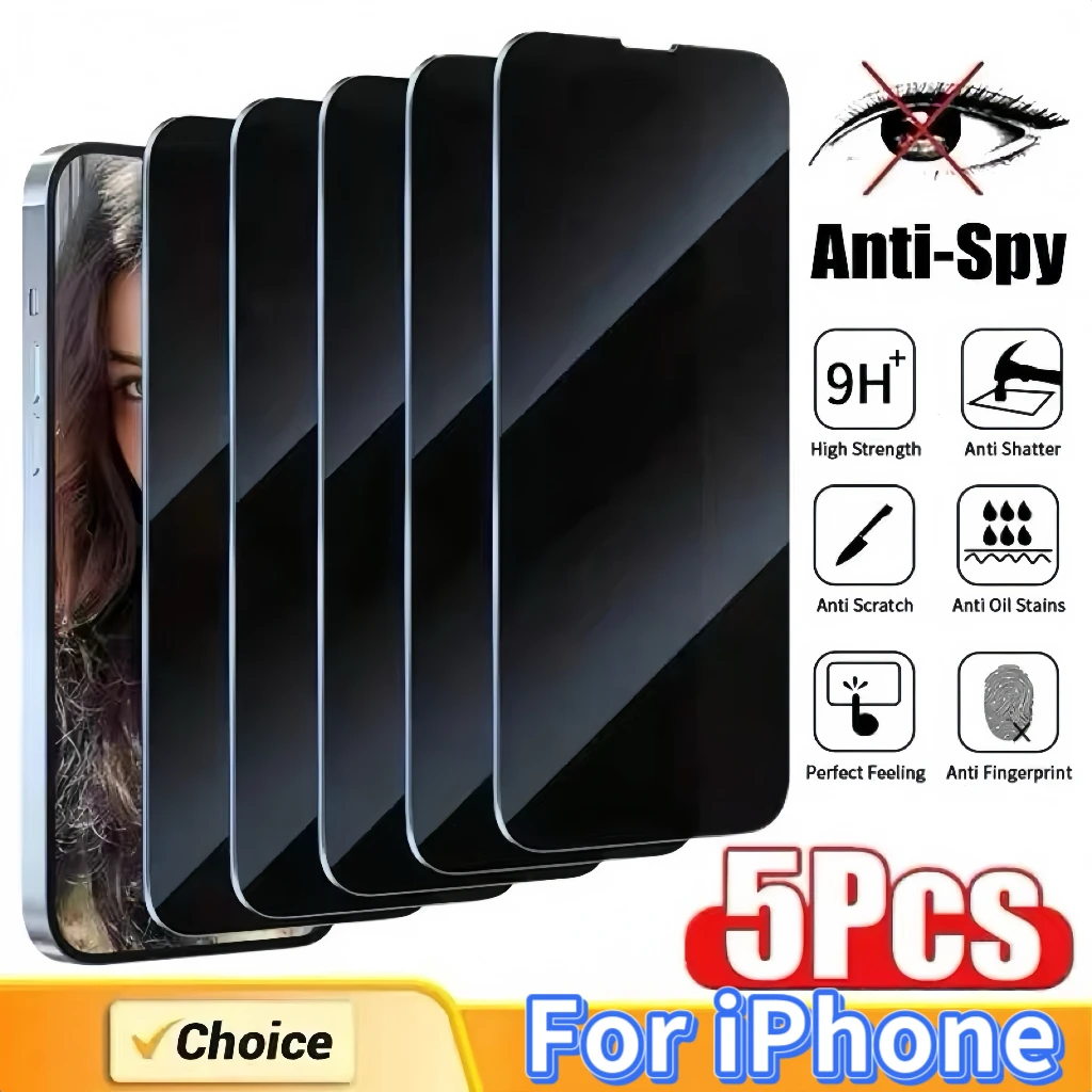 

Защитное стекло для iPhone всех серий, антишпионское, без пыли, без пузырьков, простое в установке, 5 штук в упаковке