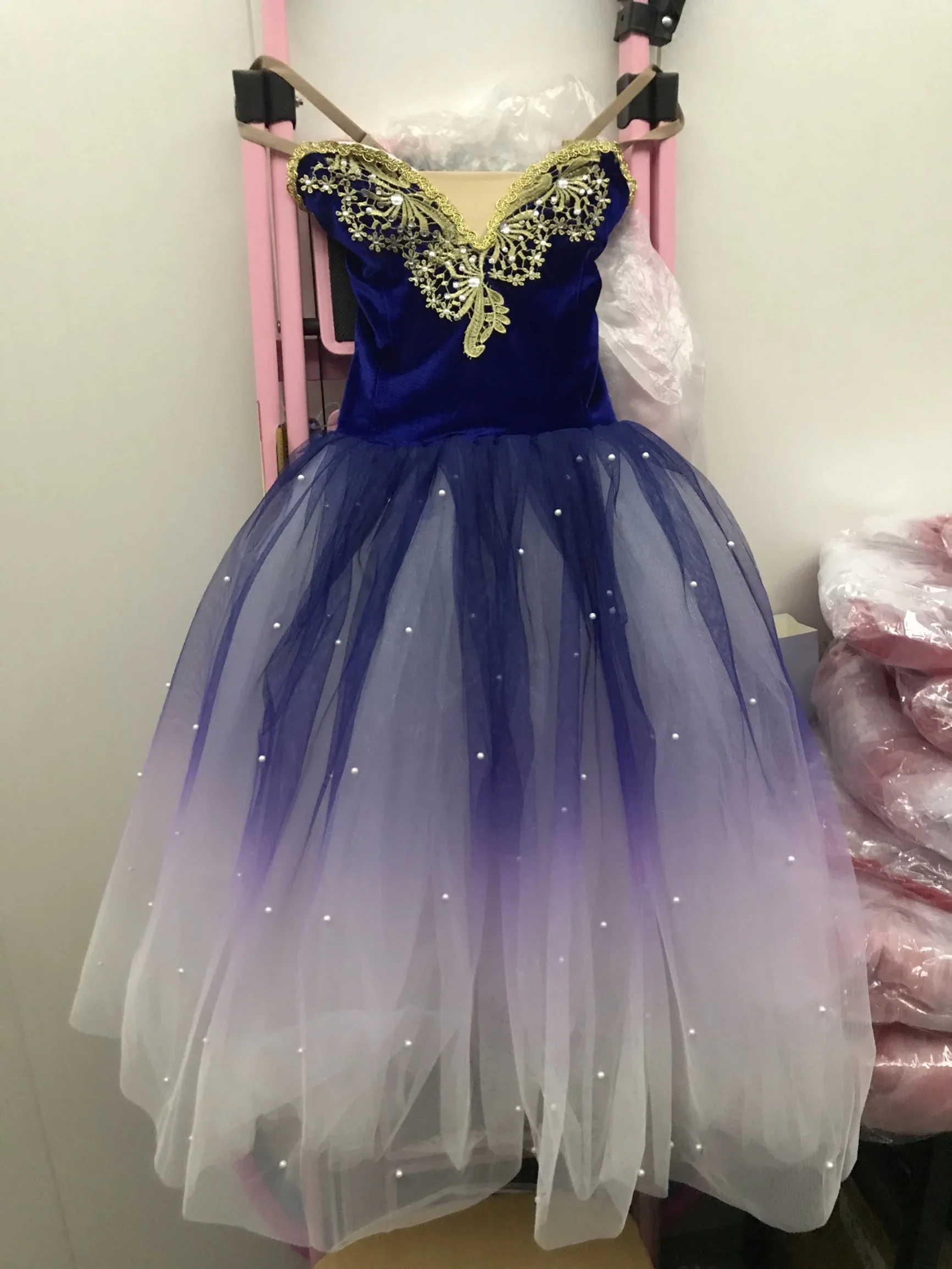 Robe Tutu de Ballet longue professionnelle, ballerine bleue dégradée, Costumes de Ballet pour enfants et adultes, robe de danse de fête pour femmes et filles