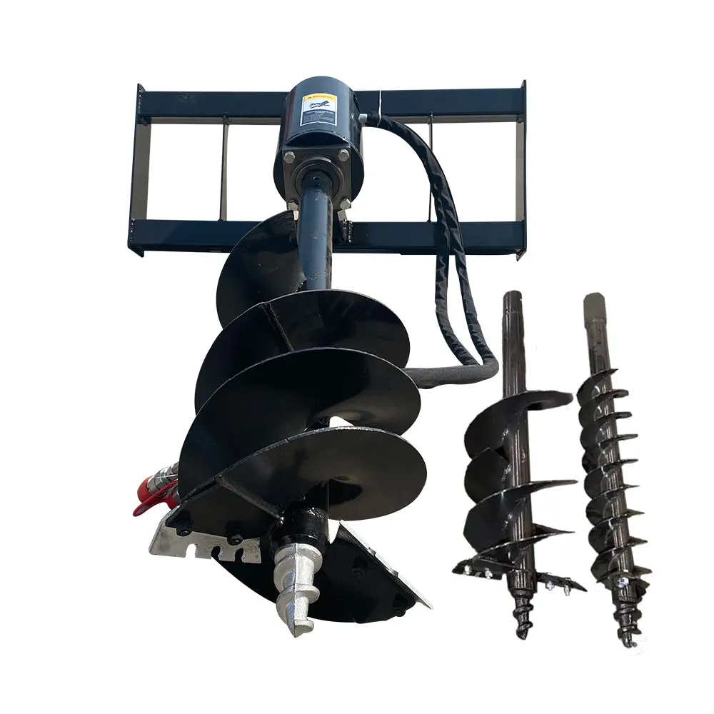 

Skid Steer Hydraulic Heavy Auger Frame, Drive and Bit Post Hole Digger With 3 Drilling 6",12",14" Bits