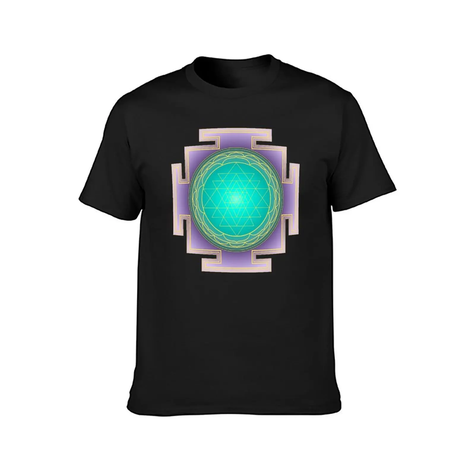 Sri Yantra Turquoise gradient T-Shirt Short sleeve tee anime clothes sublime sweat shirts, men