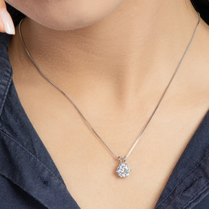 Rrjzz Zertifizierte 0,5-5CT D-Farbe Runde Moissanit-Diamant-Anhänger-Halskette Solitär Labor-Diamant GRA Halsketten für Damen Schmuck – Detail 12