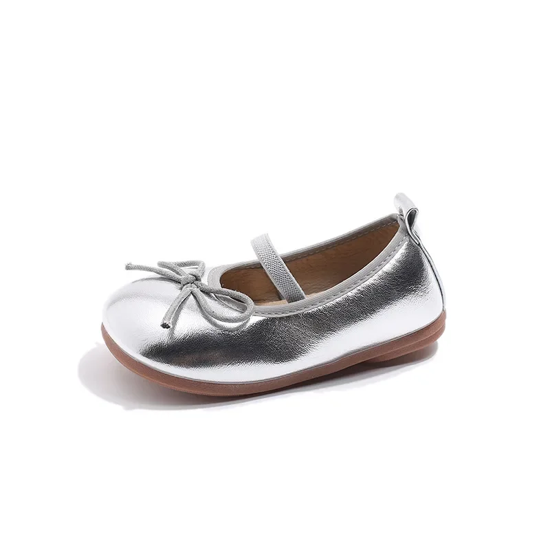 2024 Lente En Herfst Kleine Leren Schoenen Voor Meisjes Koreaanse Meisjes Zachte Zool Strik Anti Slip Mode Prinses Enkele Schoenen