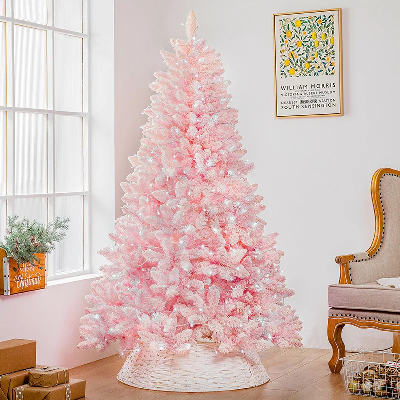 

Luxury Large PE Simulation Christmas Tree New Glowing Pink Blue Macaron Snow Elegant Encryption Cross-Border Christmas Decor