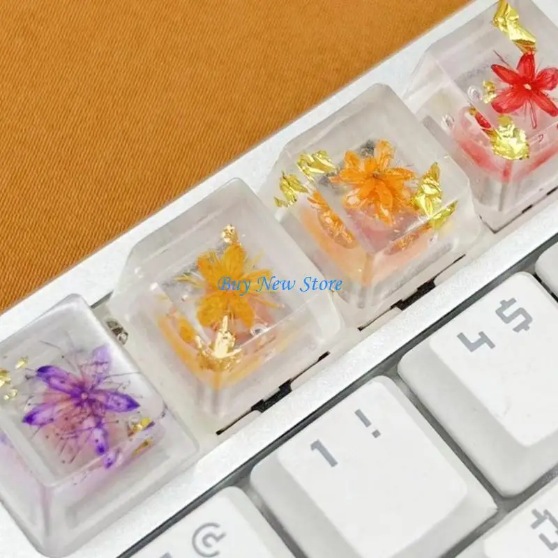 

20CE Handmade Epoxy Resin Keycap with Real Flower Keycap for Mechanical Keyboards