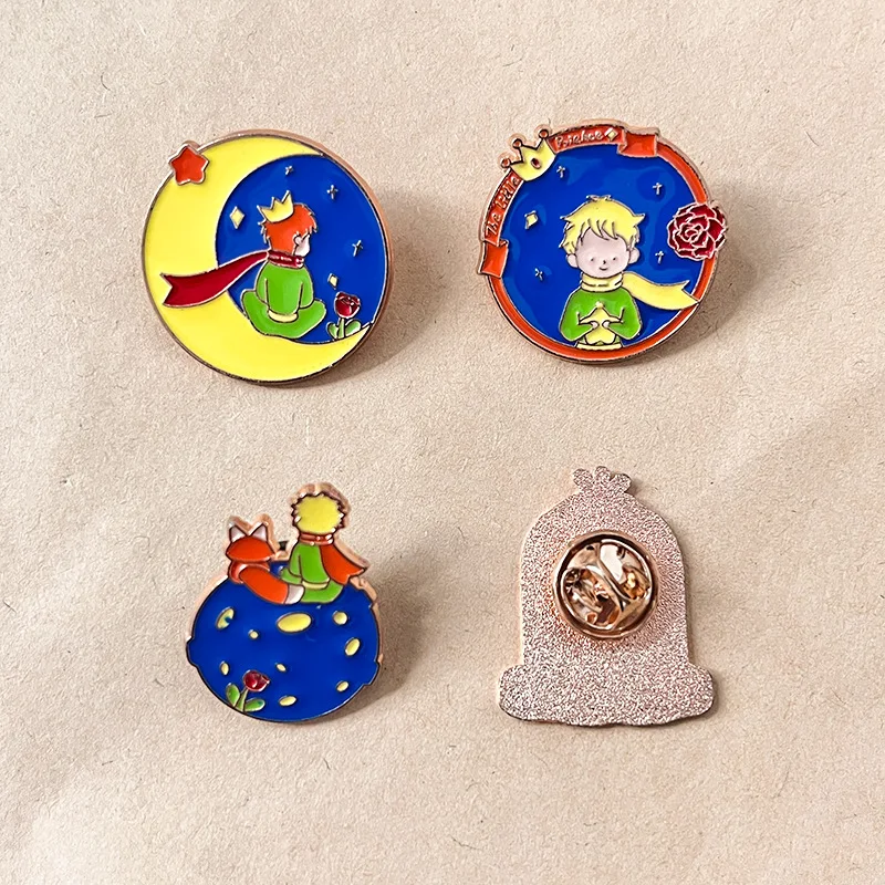 

4 Pcs/set The Little Prince Cartoon Anime Enamel Pins Denim Jacket Pin Ladies Brooch Boys Punk Shirt Badge Hat Pin Gift Friends