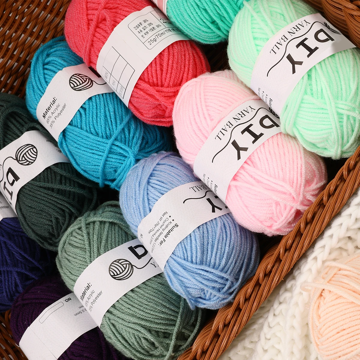 12/24pcs Milk Cotton Yarn Set Acrylic Hand Knitting Yarn Handmade Crocheting Yarn DIY Sweater Scarf Hat Weave Accessories