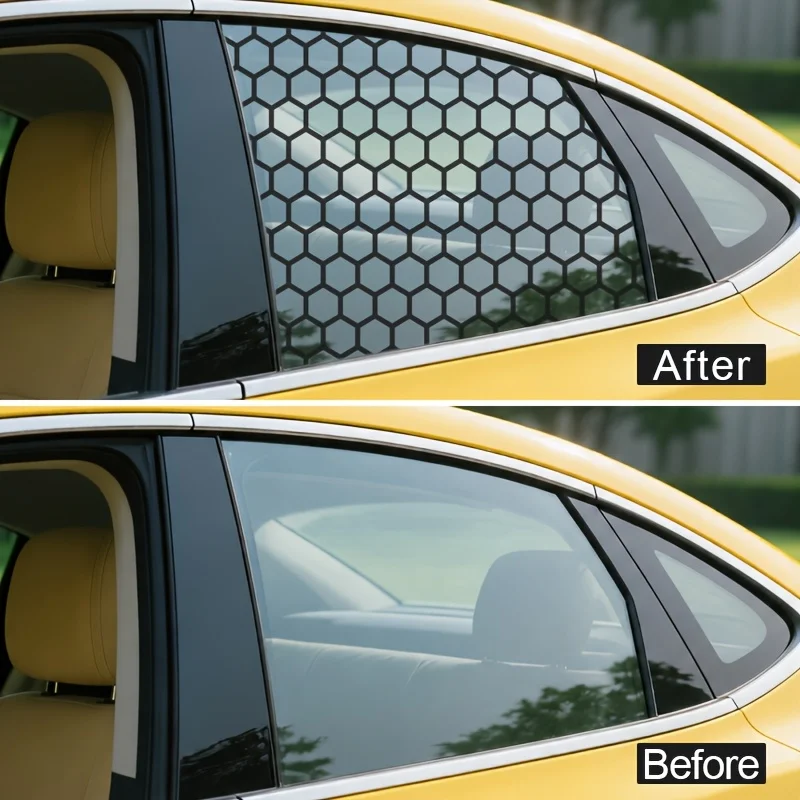 Wabenförmige Autofensteraufkleber, Mattschwarze Sechseckige Vinyl-Aufkleber, Selbstklebend, Wasserdicht, Kratzfest für LKW-Seitenfenster – Detail 2