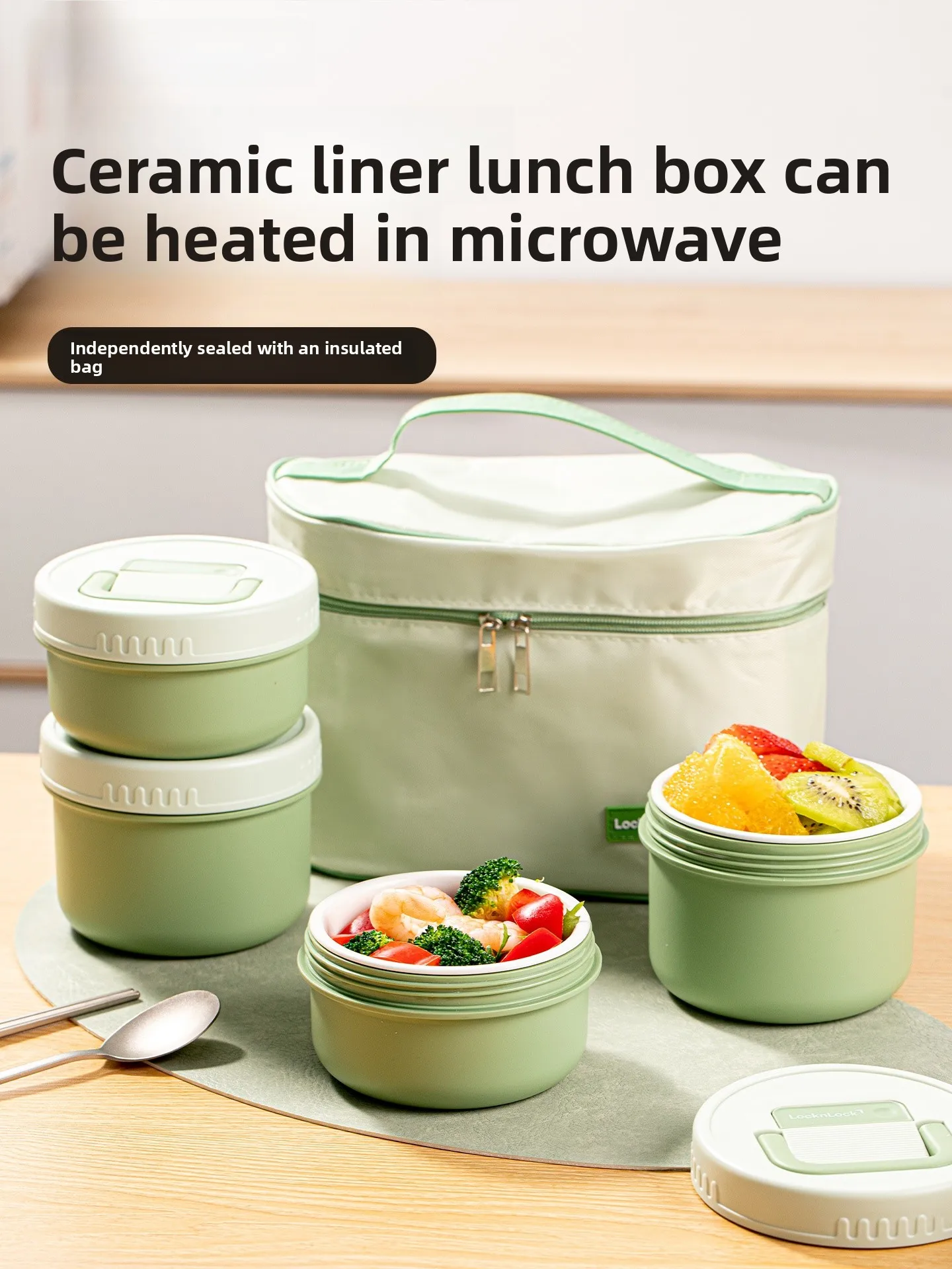 LonLo Cerc Inner Lunch Box Insulated Large Heating Microwave Se Simple Sle Easy Cleaning round ape Lunch Box
