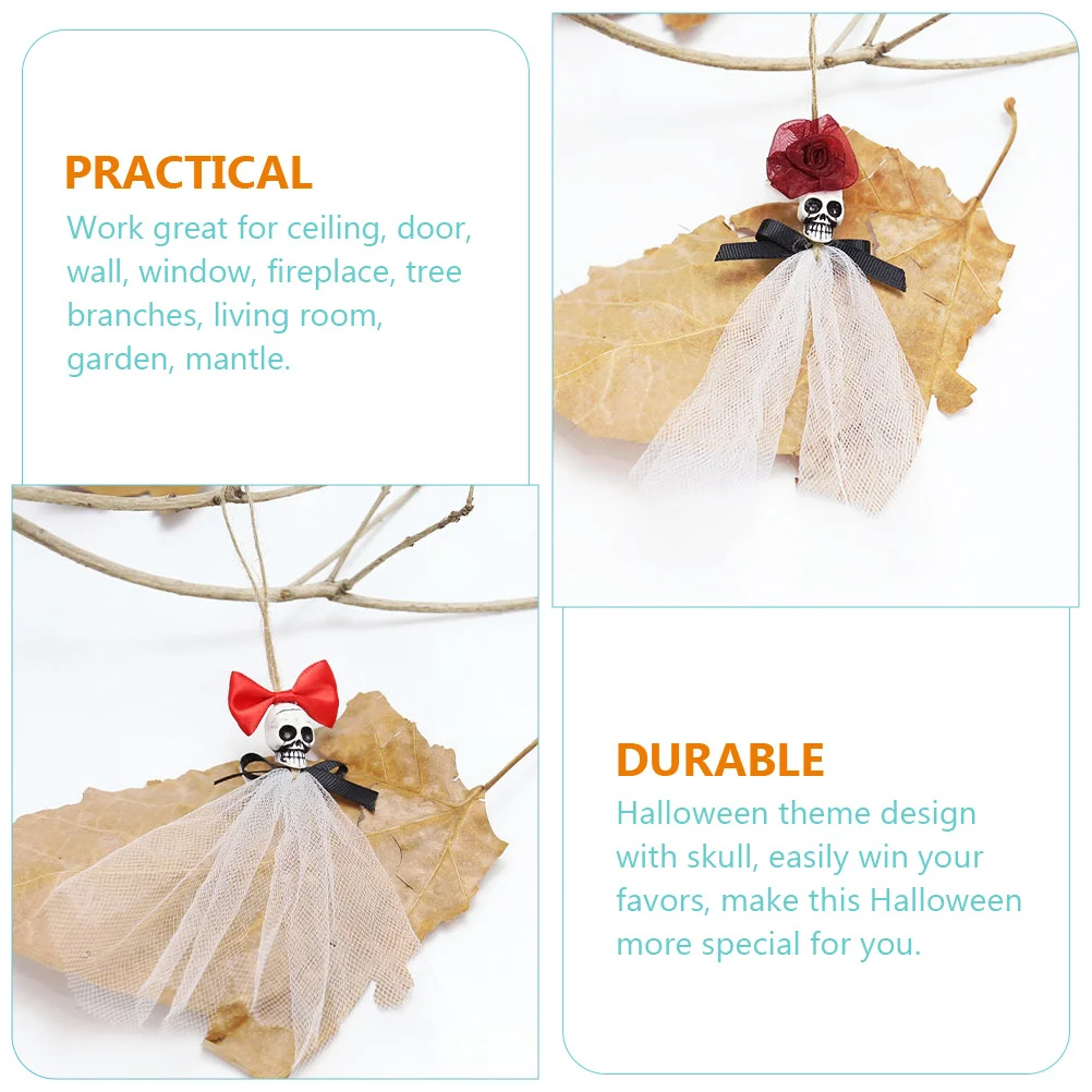 4Pcs Halloween Hanging Skull Pendant Decor for Door Window Wall Ceiling Indoor Party Decorations Horror Ornaments
