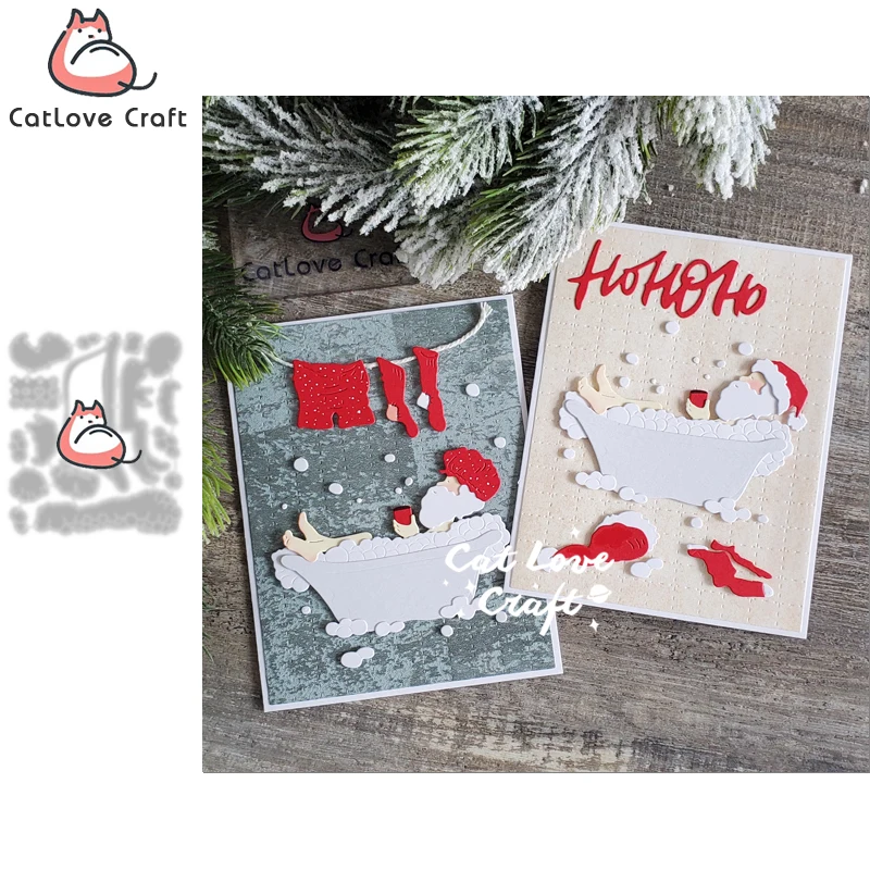 Catlove Santa Shower Christmas Metal Cutting Dies Scrapbooking Stencil Die Cuts Card Making DIY Craft Embossing New Dies For