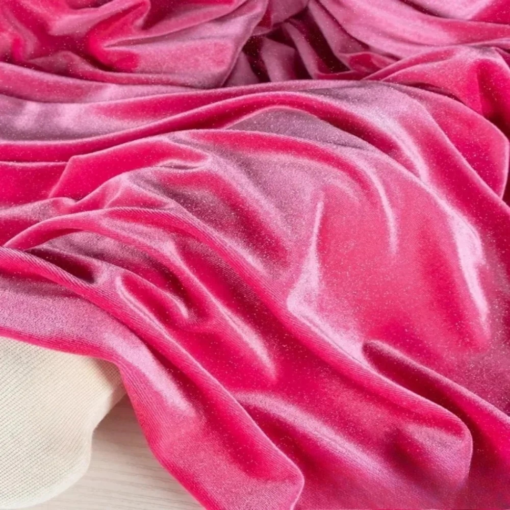 

Блестящая золотистая бархатная ткань, эластичная, для пошива одежды, цвет розово-красный, оптовая продажа, ткань на метры, материал для рукоделия