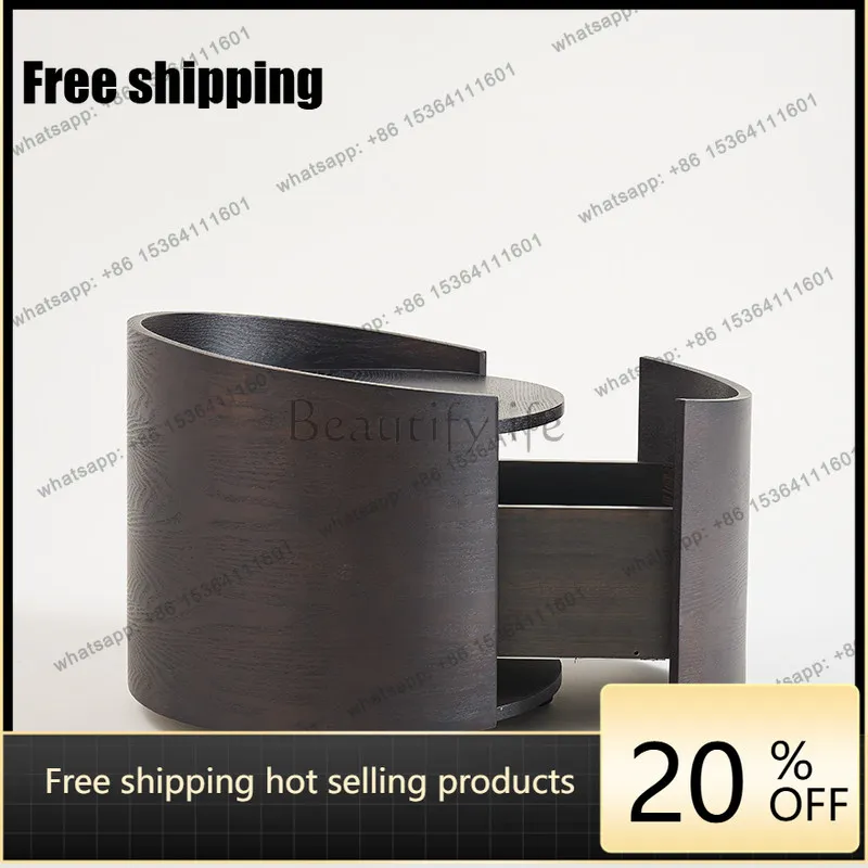 LD small apartment bedside cabinet retro smoky color round new storage cabinet