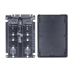 Dual M.2 para Adaptador SATA 3.0, SATA Protocol SSD, 2 portas NGFF M.2 B Key para SATA 3.0, 6Gbps, SATA Converter Card Case