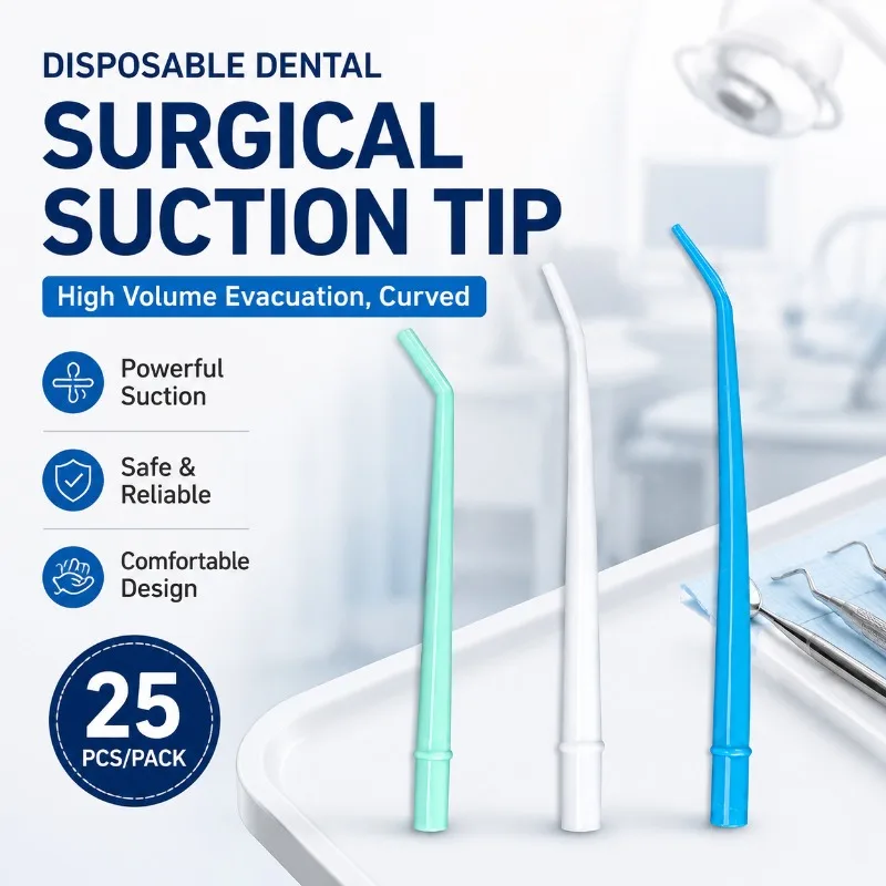

25Pcs Single-Use Curved Evacuation Nozzle Oral Surgical High Flow Suction Straw Intraoperative Liquid Drainage Tube Disposable