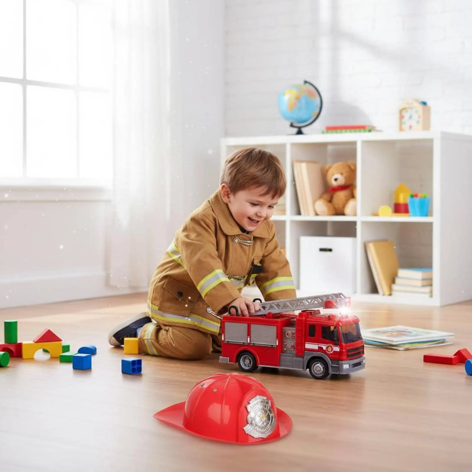 

Firefighter Toy Set Adjustable Helmet Firefighter Gear Toy Set Firefighter Dress-up Clothes Long-Lasting Materials for Halloween