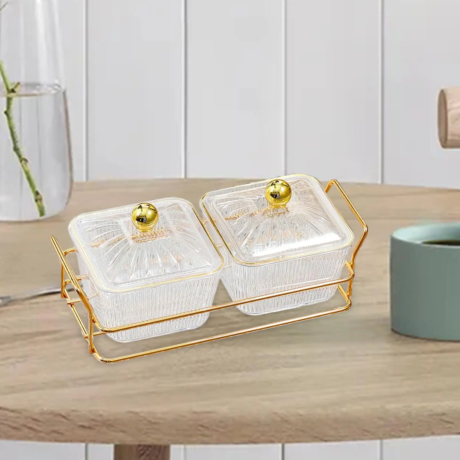Snack Serving Tray with Stand Divided Plastic Plate with Lids Multi Grids for Party and Everyday Use
