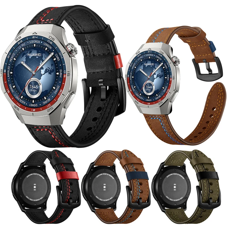 

Quick Release Leather Watchbands for Huawei Watch GT 5 Pro GT5 46mm Casual Belt Smart Watch Strap Soft Bracelet Wrist Watch Band