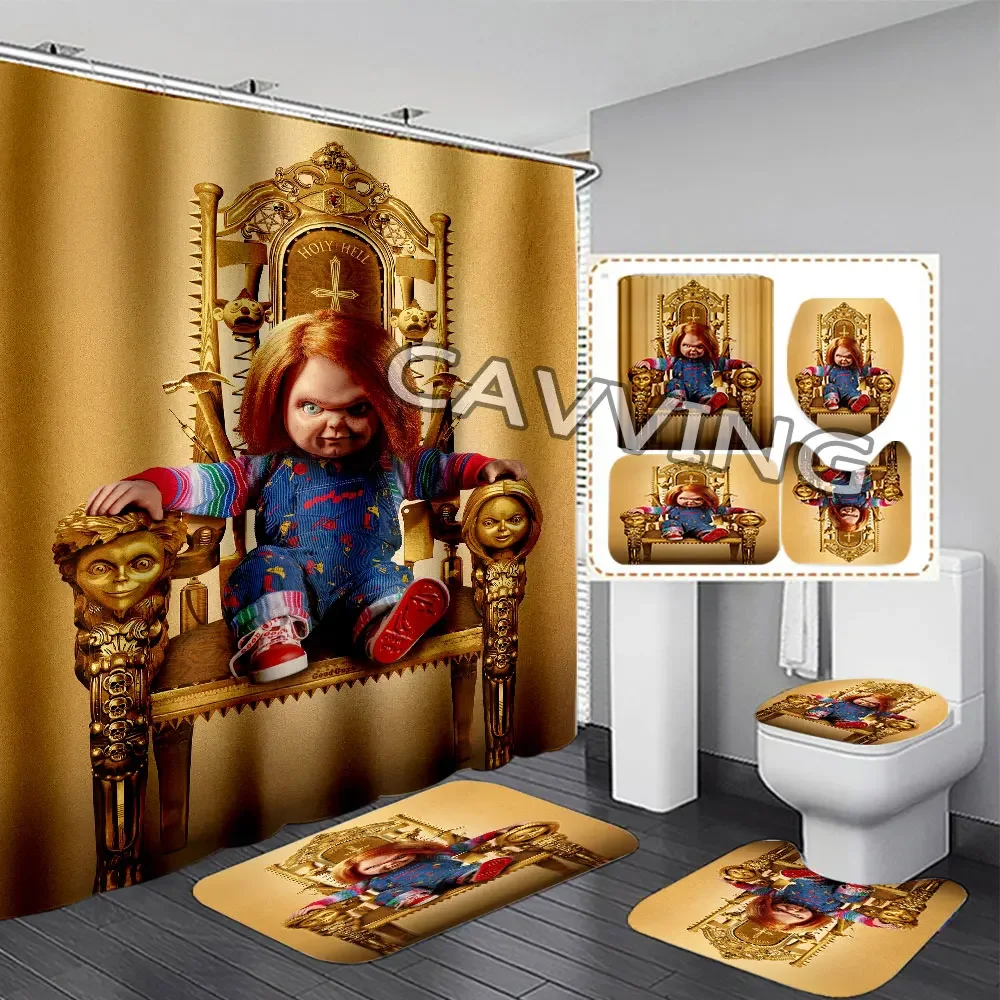 Funny Chucky  3D Print  Shower Curtain Waterproof Bathroom Curtain Anti-slip Bath Mat Set Toilet Rugs Mats Home Decor    H02