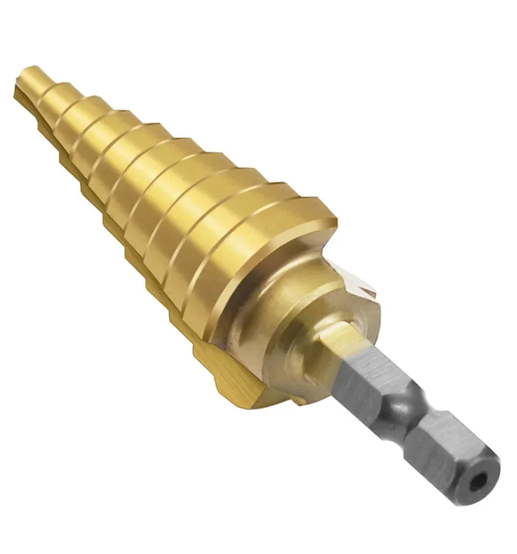 تشغيل المعادن 4-22 مللي متر 10 خطوات الحفر HSS التيتانيوم تصفيح 1/4 "عرافة عرقوب خطوة مخروط مثقاب الخشب ثقب القاطع أداة