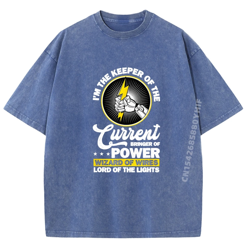 كهربائي أنا الحارس غير تقليدي شعار تي شيرت كلاسيكي القطن قصير الأكمام تيز تي شيرت مطبوع ريترو غسلها الملابس