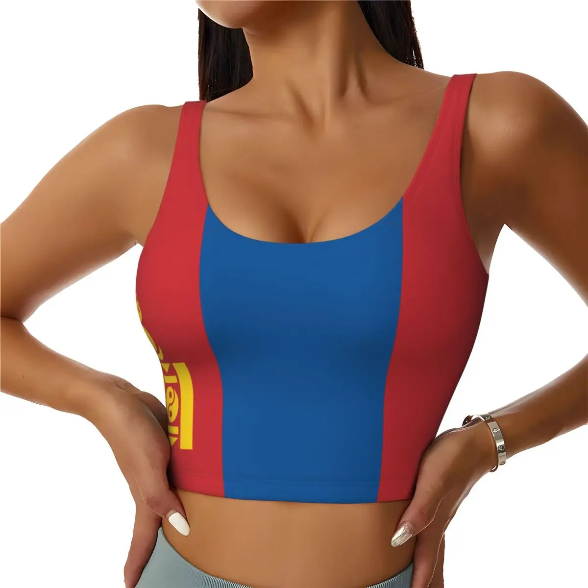 Women Sexy Sports Vest Mongolia Flag Female Streetwear Sport Lingerie Tee Crop Top