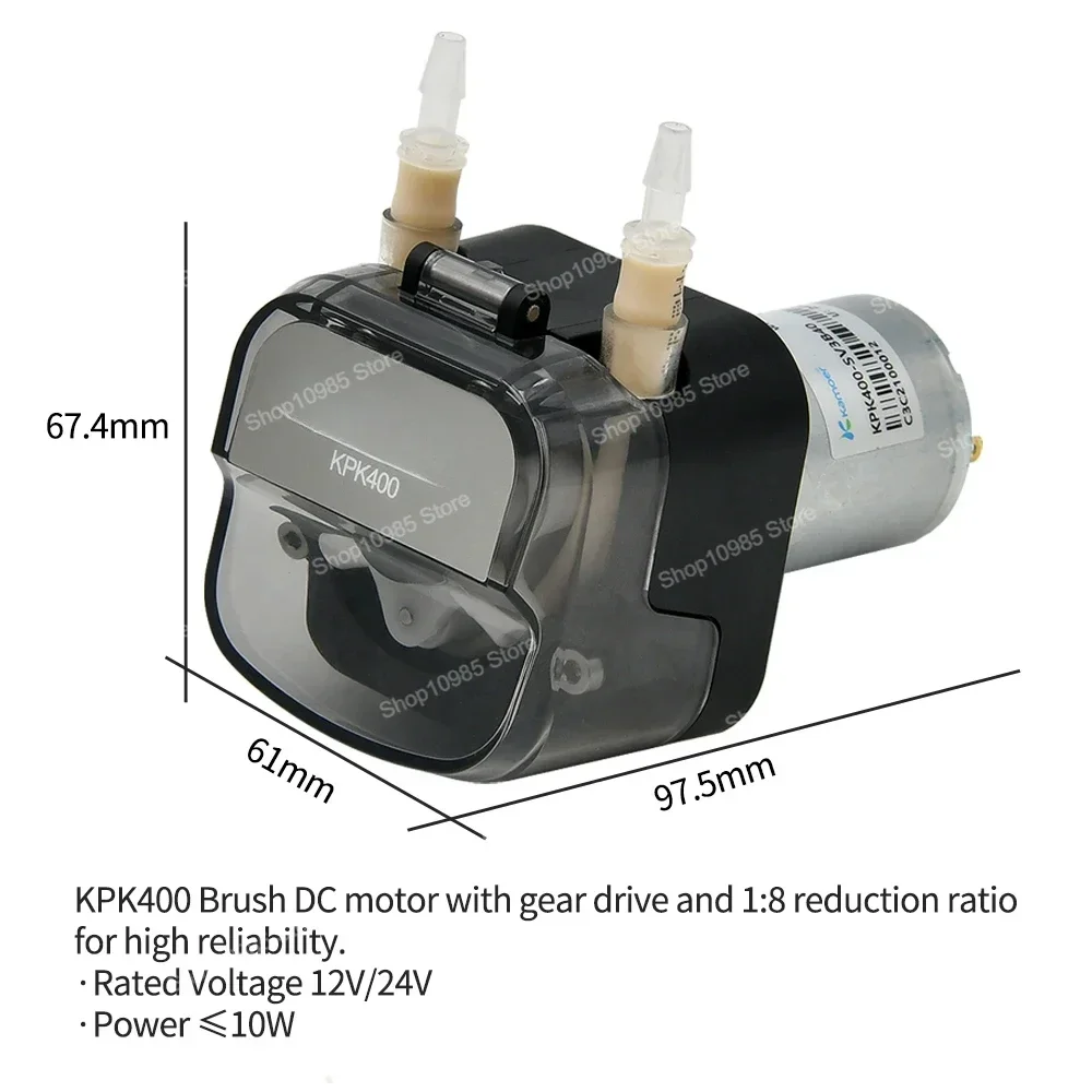 400ml/min KPK400 High Flow Peristaltic Pump 12V 24V DC Motor Self-priming Pump BPT Tubing Dosing Pump for Lab