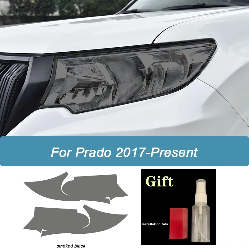 Preto TPU farol película protetora, cauda lâmpada filmes, filme taillight, Toyota Land Cruiser Prado 150 2017