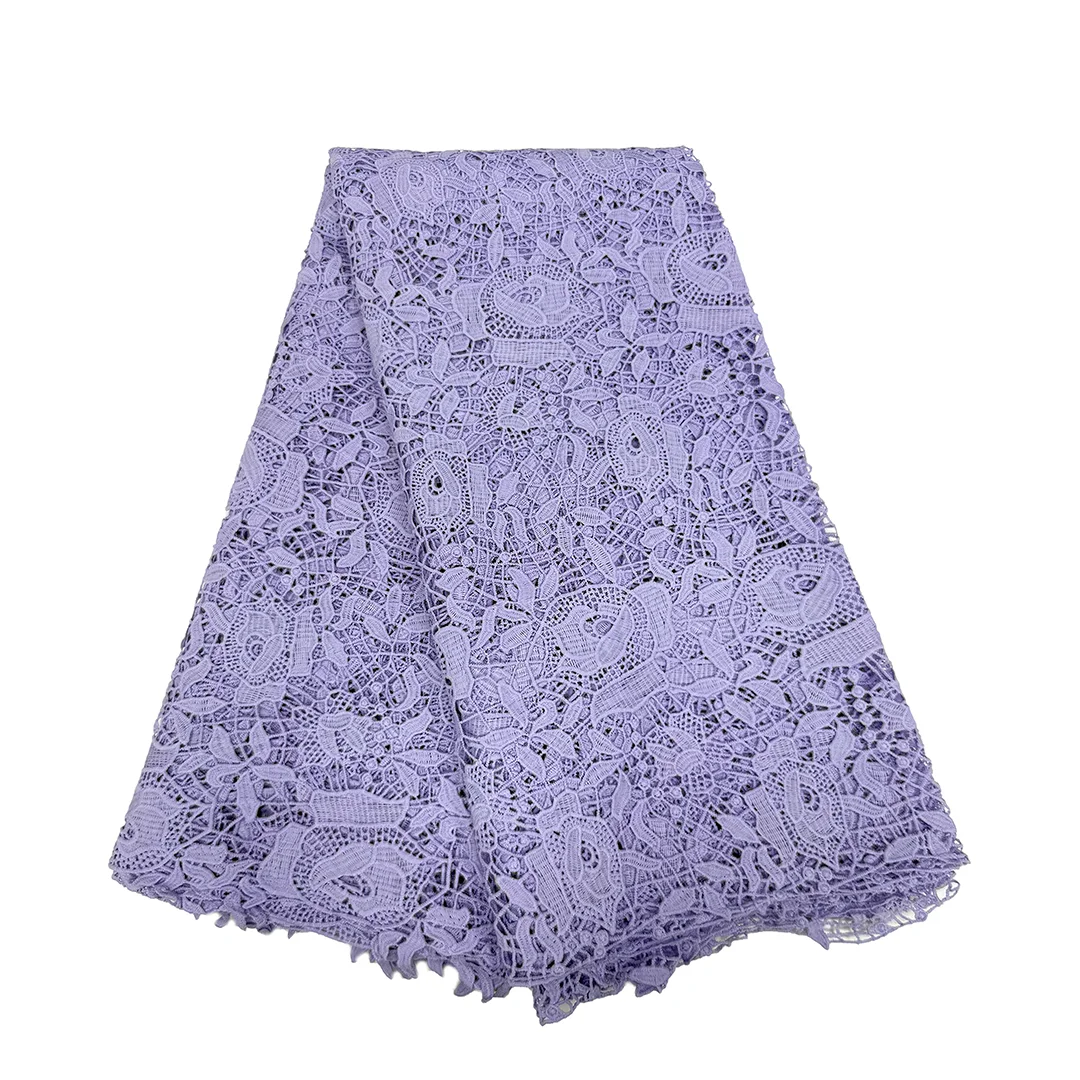 

Beauty Tissue Cord Lace Fabric Nigerian African Hot Sale Wedding Party Dress Guipure Cord Water Souble Lace Fabric For Women