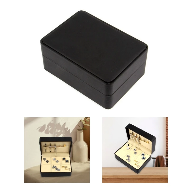 Black PU Cufflink Storage Box for Business and Travel Use Brooch Lapel Pin Display Case Scratch Resistant Jewelry Holder