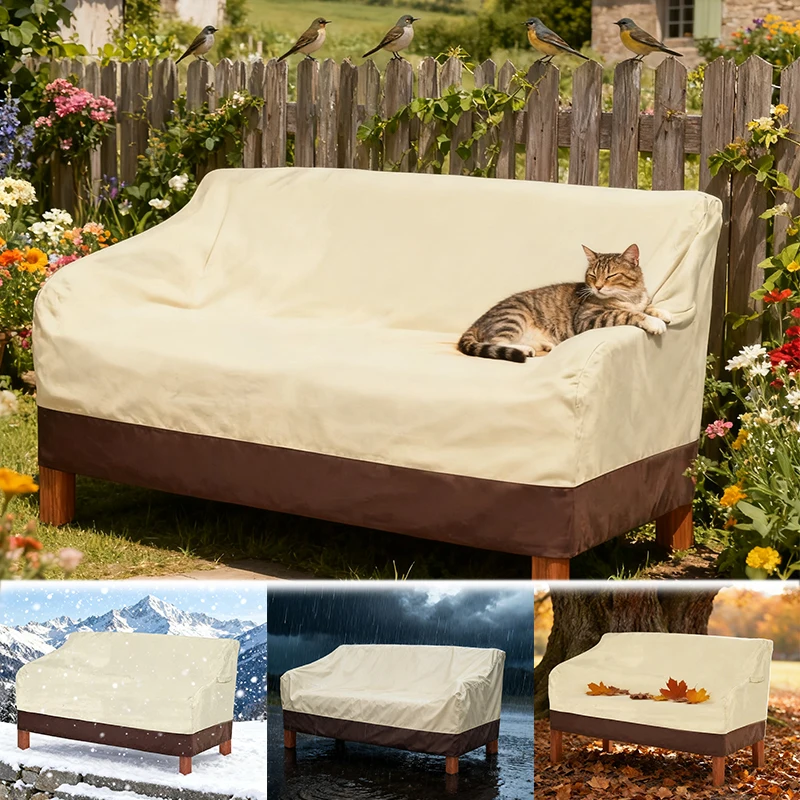 High-Quality Outdoor Sofa Cover Durable Polyester Fabric 210D Waterproof for Garden Backyard Patio - Year-Round Use 야외 소파 커버