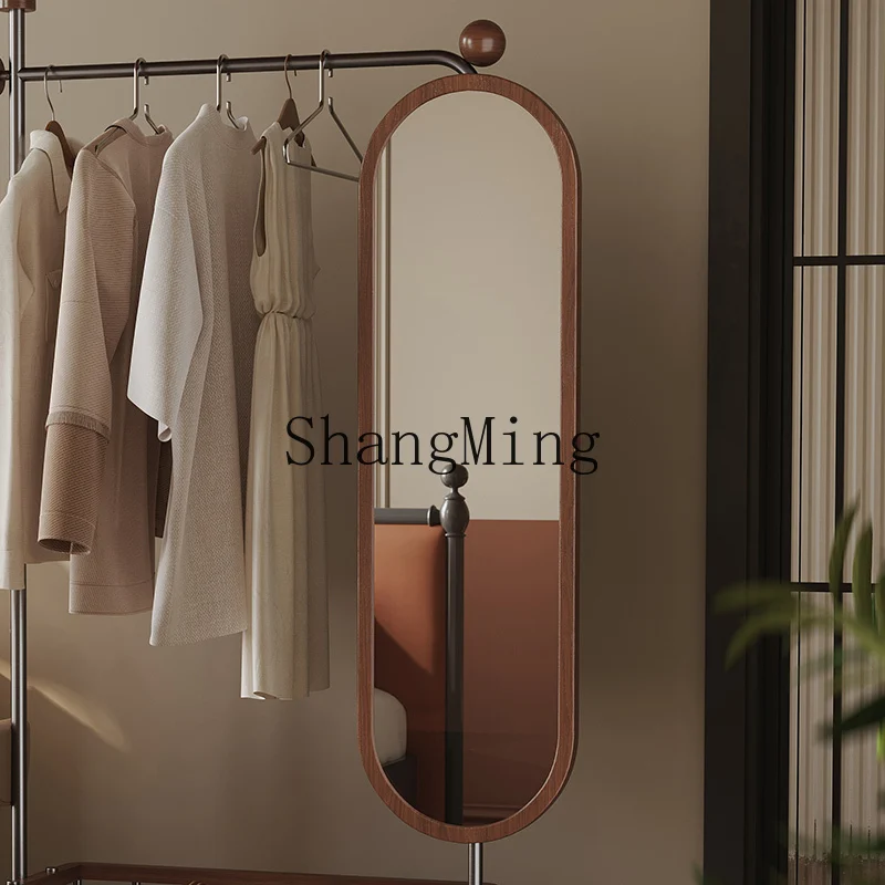 

CL removable floor coat rack with mirror bedroom basket frame integrated hanger retro multi-function