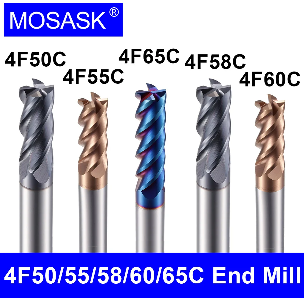 MOSASK 4Flutes Carbide end mill 1 2 3 4 5 6 8 10 12 14 16 18 20mm Milling Cutter Cutting Iron Cutter CNC Maching EndMill