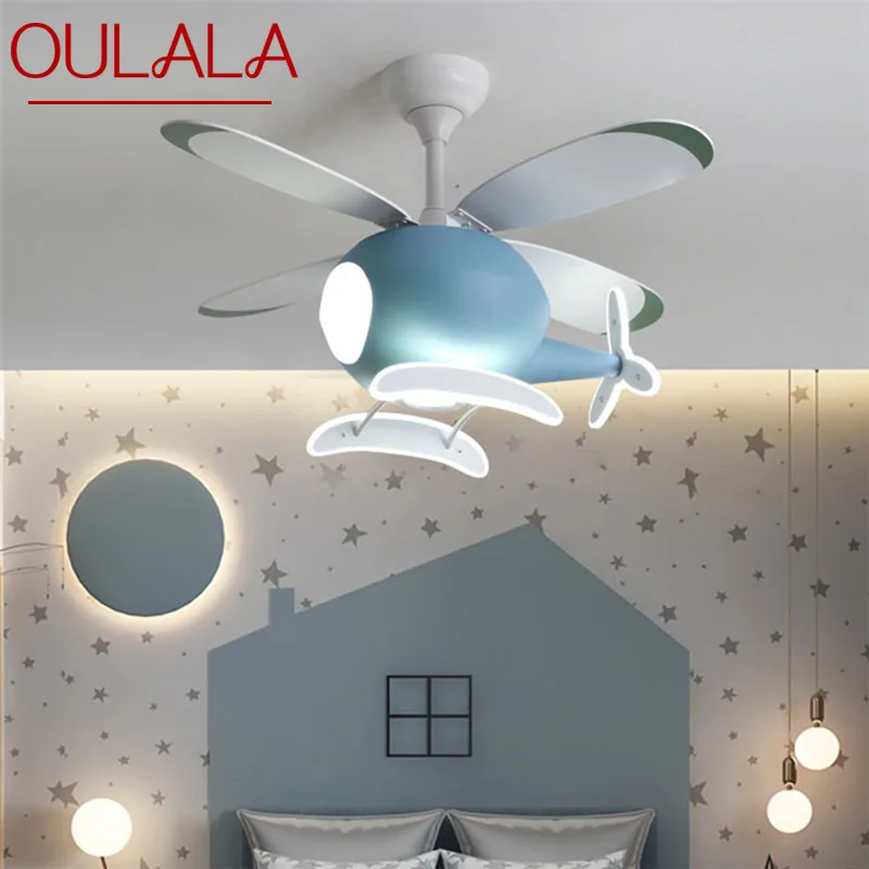 

OULALA Children's Ceiling Fan Light Nordic Fan Light Personalized Creative LED Restaurant Bedroom Study With Light Ceiling Fan