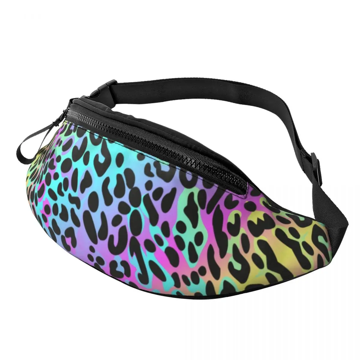 

Custom Casual Neon Leopard Print Fanny Pack for Running Women Men Cheetah Pattern Crossbody Waist Bag Phone Money Pouch