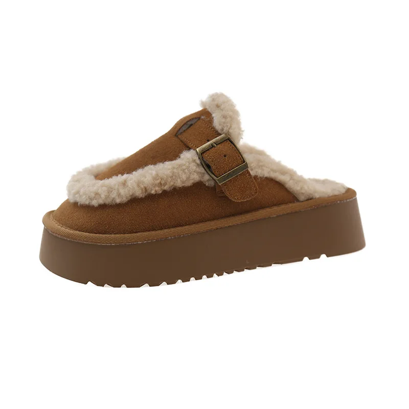 

2025 Warm Lamb Wool Cotton Padded Shoes Women New Flat Thicken Plush Winter Boots Woman Non Slip Thick Bottom Ankle Snow Boots