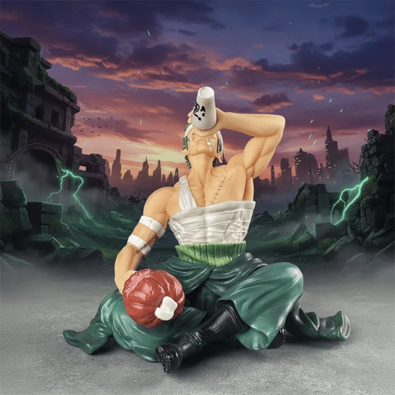 Figura de Luffy en Postura Sentada, Comiendo Carne y Bebiendo Vino, Modelo Solon, Adorno Hecho a Mano, Venta al Por Mayor