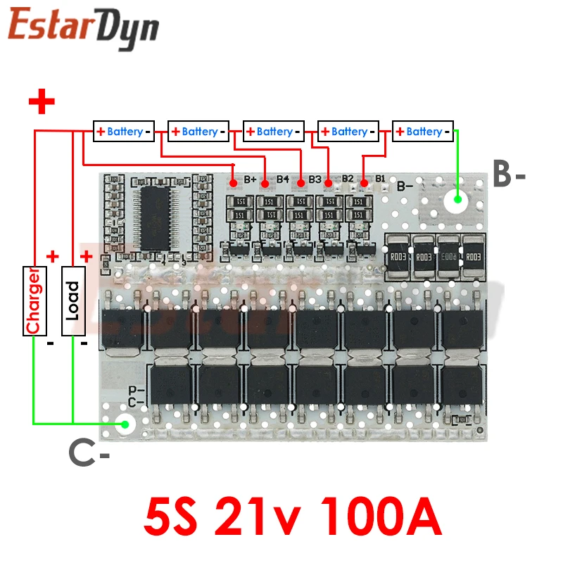 3s/4s/5s Bms 12v 16.8v 21v 3.7v 100a Li-ion Lmo Ternary Lithium Battery Protection Circuit Board Li-polymer Balance Charging