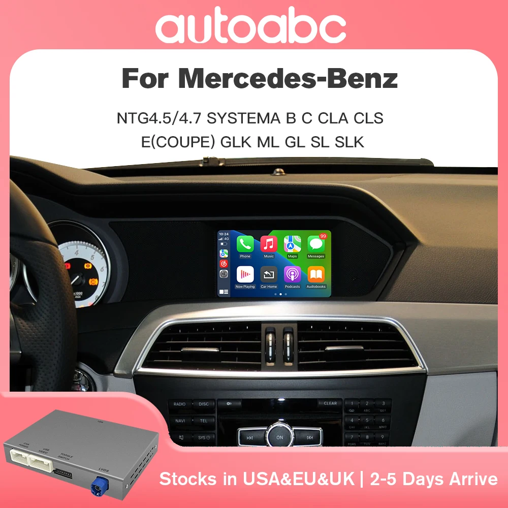 Kabelloses Carplay für Mercedes Benz C-Klasse W204 C117 W176 CLS GLK NTG 4.5 4.7 Android Auto Decoder BT OEM-Mikrofon