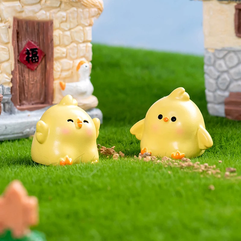 Realistic Chicken Doll Figurines Handmade Cartoon Chicken Micro Landscape Ornaments Mini Resin Mini Decoration