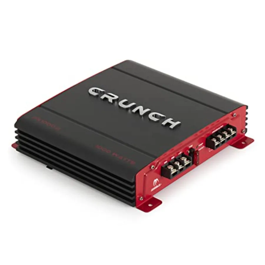 

Car audio stereo amplifier for subwoofer use, aluminum chassis, black finish, 1000W dual-channel high-power output