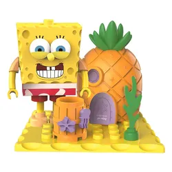 SpongeBob SquarePants Pineapple House Blind Box Crab Boss Cartoon Doll Handmade Building Blocks Doll Children's Birthday Gift