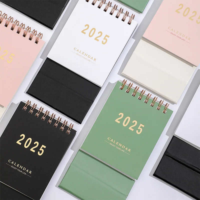 4 styles 2025 simple solid color Morandi calendar desk English small desk calendar  notes memo message Scrapbooking Material