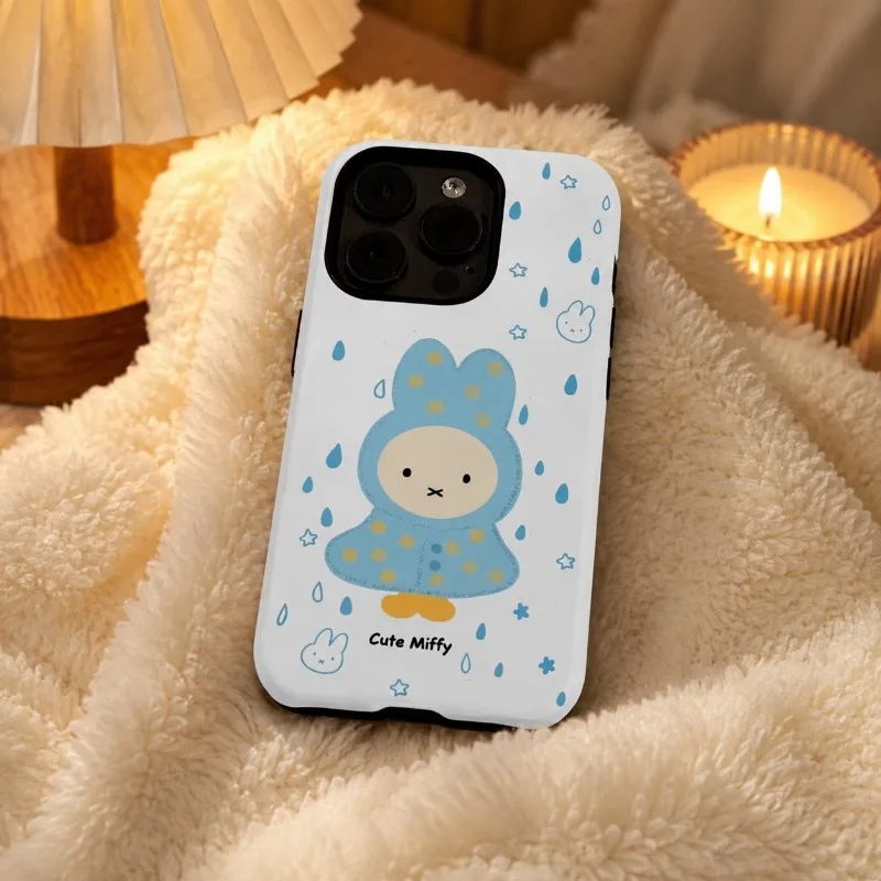 Kawaii Rabbit Phone Case for IPhone 17 Pro Max 16 15 14 13 12 2-In-1 Double Layer Character Design Protective Cover MobileShelll